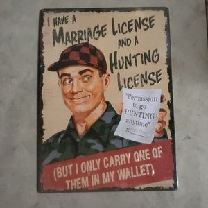 FINAL PRICE!!  NEW HUMOROUS MAN CAVE HUNTING TIN SIGN